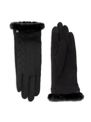 Lauren Ralph Lauren Faux-fur Trimmed Knit Gloves