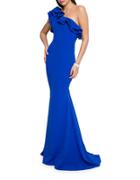 Glamour By Terani Couture One-shoulder Ruffled Gown