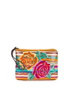Patricia Nash Floral-embroidered Leather Wristlet