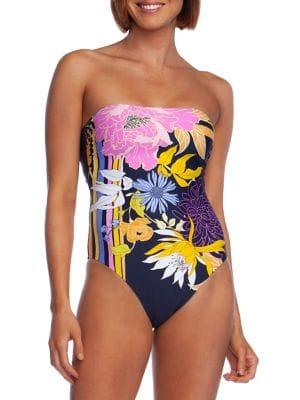 Trina Turk V-plunge 1-piece Bandeau Swimsuit