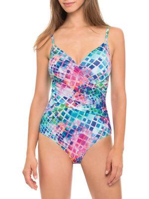 Profile By Gottex Song Bird One-piece Surplice Swimsuit