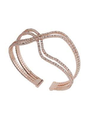 Ak Anne Klein Rose Goldtone And Glass Stone X Cuff Bracelet