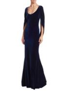 Badgley Mischka Platinum Velvet Mermaid Gown