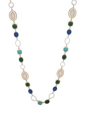 Anne Klein Two-tone & Crystal Single Strand Link Necklace