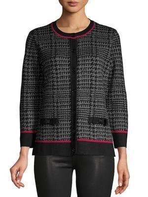 Karl Lagerfeld Paris Bow Pocket Printed Cardigan