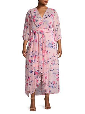 Eliza J Plus Floral-print Maxi Wrap Dress