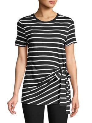 Lord And Taylor Separates Petite Striped Side Tie Top