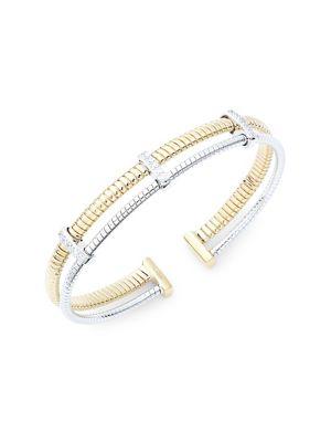 Nadri 18k Goldplated & Rhodium Double Omega Flexi Cuff