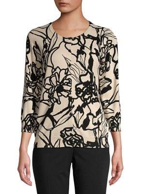 Joseph A Floral Knit Three-quarter Cardigan
