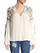 Free People Embroidered High-low Top