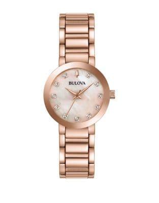 Bulova Modern Rose-goldtone & Diamond Bracelet Watch