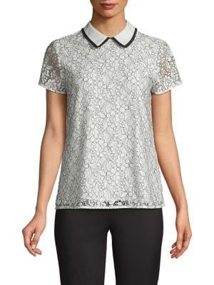 Karl Lagerfeld Paris Floral Cotton-blend Top