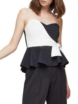 Miss Selfridge Two-tone Bandeau Peplum Top