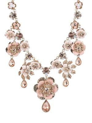 Marchesa Crystal Floral Collar Necklace