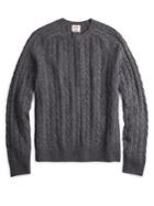 Brooks Brothers Red Fleece Wool-blend Cable Crewneck Sweater