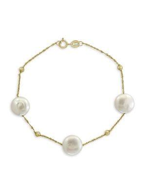Effy 14k Yellow Gold & 10mm White Round Pearl Bracelet