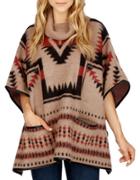 Lucky Brand Wool Blend Aztec Poncho
