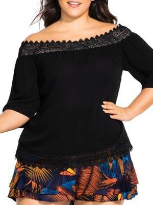 City Chic Plus Off-the-shoulder Summer Romance Top