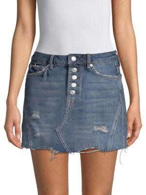 Free People Distressed Denim A-line Skirt