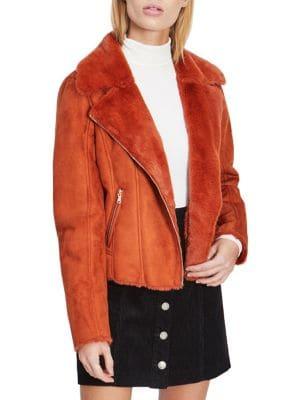 Miss Selfridge Faux Sherling Biker Coat