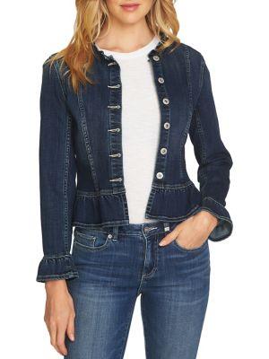 Cece Long-sleeve Ruffled Denim Jacket