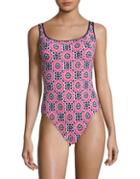 Tommy Bahama Geometrical Reversible One-piece Swimsuit