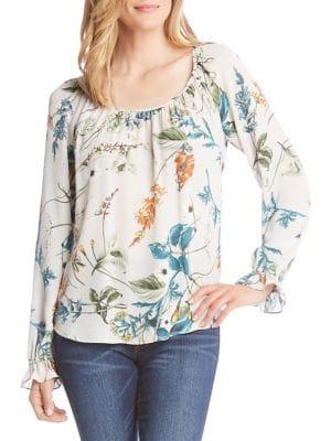 Karen Kane Wild Floral-print Long-sleeve Top