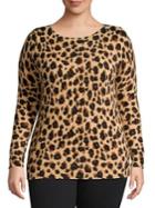 Lord & Taylor Plus Leopard-print Cashmere Sweater