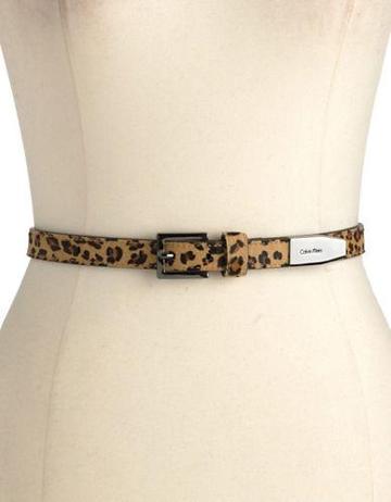 Calvin Klein Leopard Print Calf Hair Leather Belt