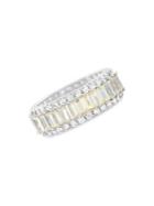 Lord & Taylor Sterling Silver, Emerald-cut Citrine & Crystal Band Ring