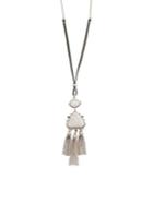 Lucky Brand Ethereal Tribe Leather & Gray Jade Pendant Necklace