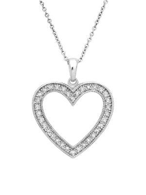 Lord & Taylor Sterling Silver And Diamond Heart Necklace