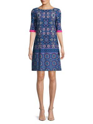 Eliza J Printed Boatneck Shift Dress