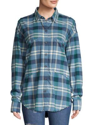 Free People Loveland Plaid Button Down Shirt