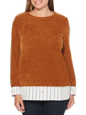 Rafaella Mixed Media Knit Pullover