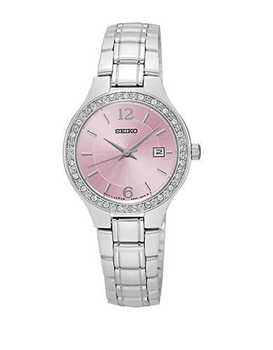 Seiko Sur787 Crystal Pink, Stainless Steel Bracelet Watch