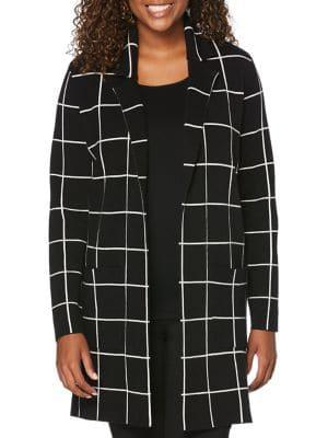 Rafaella Petites Windowpane Open-front Cardigan