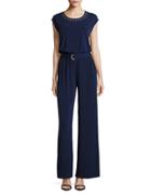 Women's Michael Kors Belted Sleeveless Jersey Jumpsuit | LookMazing