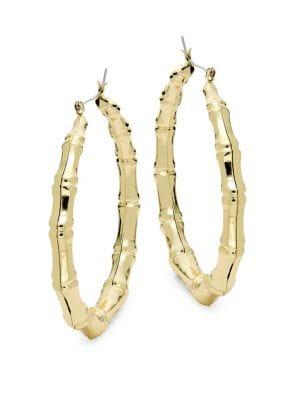 Design Lab Goldtone Bamboo-link Hoop Earrings