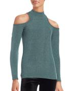 Design Lab Lord & Taylor Mockneck Ribbed Cold Shoulder Sweater