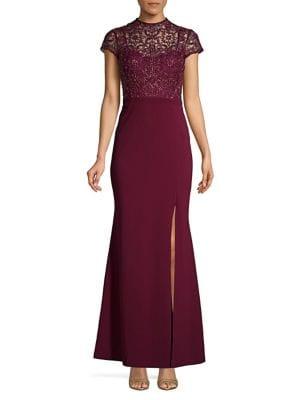 Aidan By Aidan Mattox Embellished Lace Evening Gown