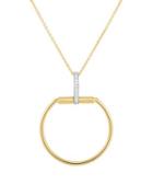 Roberto Coin Classic Parisienne Circle Diamond, 18k White Gold And 18k Yellow Gold Pendant Necklace