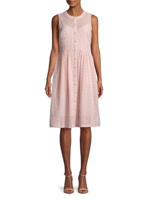 Karl Lagerfeld Paris Eyelet Cotton A-line Dress