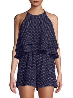 Design Lab Polka Dot Ruffle Layered Romper