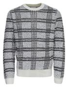Only And Sons Plaid Jacquard Crewneck Sweater