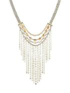 Lucky Brand Goldtone, Mother Of Pearl And Epoxy Stone Layered Drama Necklace