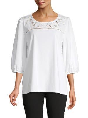 Karl Lagerfeld Paris Cutout Knit Soft Blouse