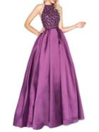 Mac Duggal Embellished Halter Ball Gown
