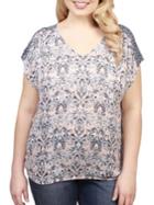 Lucky Brand Plus Printed Pleated Top