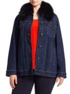 Lord Taylor Fox Fur Collar Denim Jacket